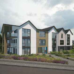 An exterior visualization of 3 storey high-quality affordable accommodation for seniors and visiting students designed by nba architects is sustainable and significantly increase buildings’ value, energy-efficiency and life-span
